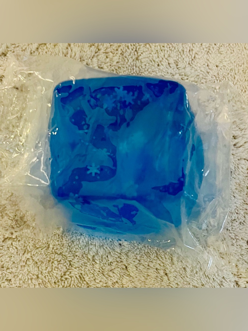 Blue Sugar Cube Squishy With Snowflakes